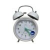 White Metal Twin Bell Alarm Clock